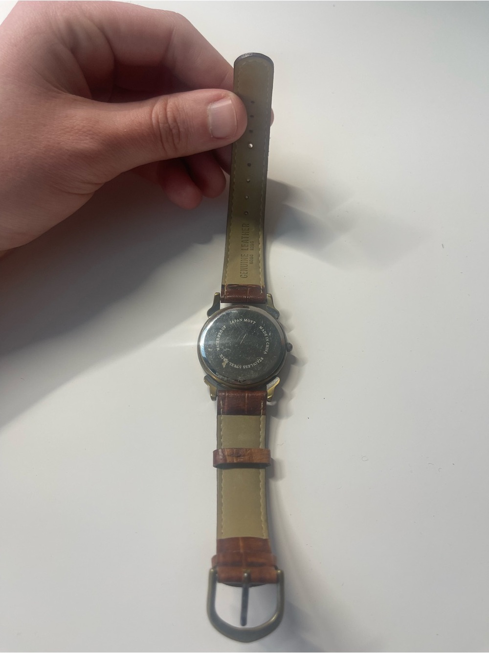 1966 Eire Irish Coin Large Penny Wristwatch w Brown Leather Band Needs Battery - Picture 3 of 3